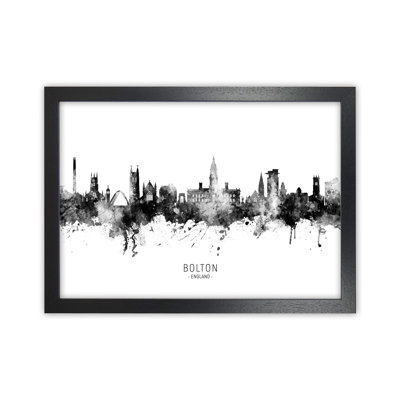 Bolton England Skyline Black White City Name by Michael Tompsett - 1 Piece Wall Art