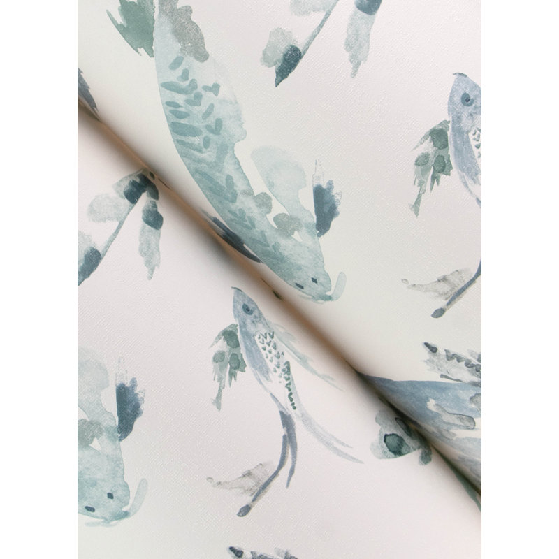 Beach Rose Floral Fruits Wallpaper, Blue 