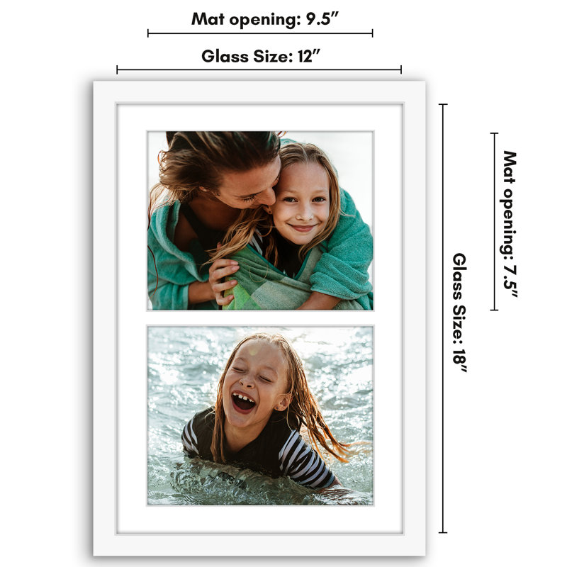 Cadre 12 po x 28 po - convient à deux photos 8 po x 10 po ou à une photo 12 po x 18 po, Blanc
