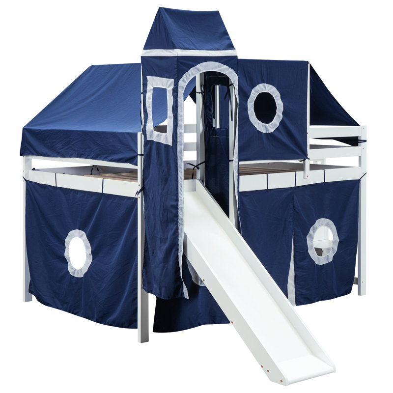 Lit plateforme avec rangement Homou, Double, Bleu