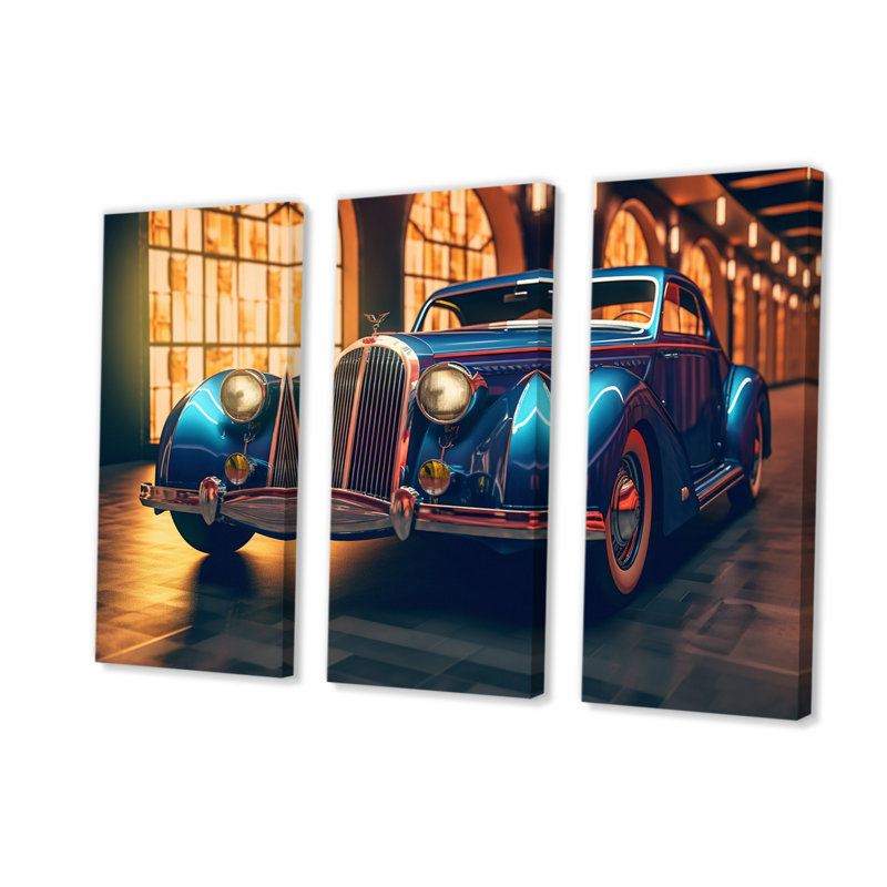 Vintage Oldtimer Classic Car Elegance III sur toile, reproduction de 3 pièces, H 28 po x l 36 po x P 1 po