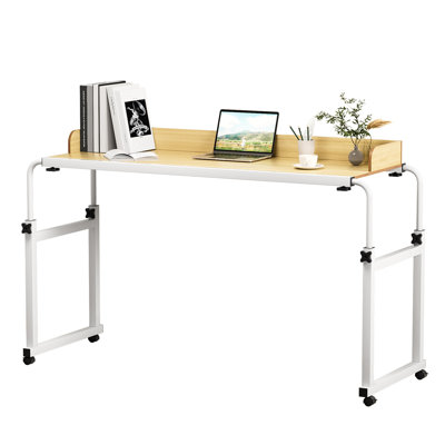 Overbed Table With Wheels, Overbed Desk With Adjustable Length And Height, Rolling Over Bed Desk, King Queen Over The Bed Table On Wheels, Heavy Duty by Latitude Run