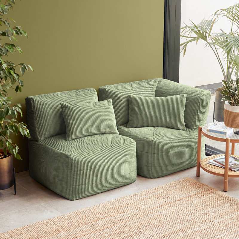 Corduroy Bean Bag Set, Sage Green
