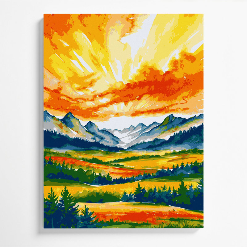 «Watercolor Landscape» 27, art mural sur toile brune, H 20 po x l 24 po