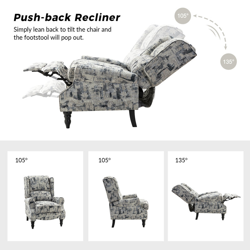 Fauteuil inclinable manuel Audra, Abstrait gris