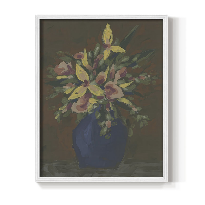 «Dark Bouquet II», reproduction encadrée - bois massif, H 30 po x l 24 po, Blanc