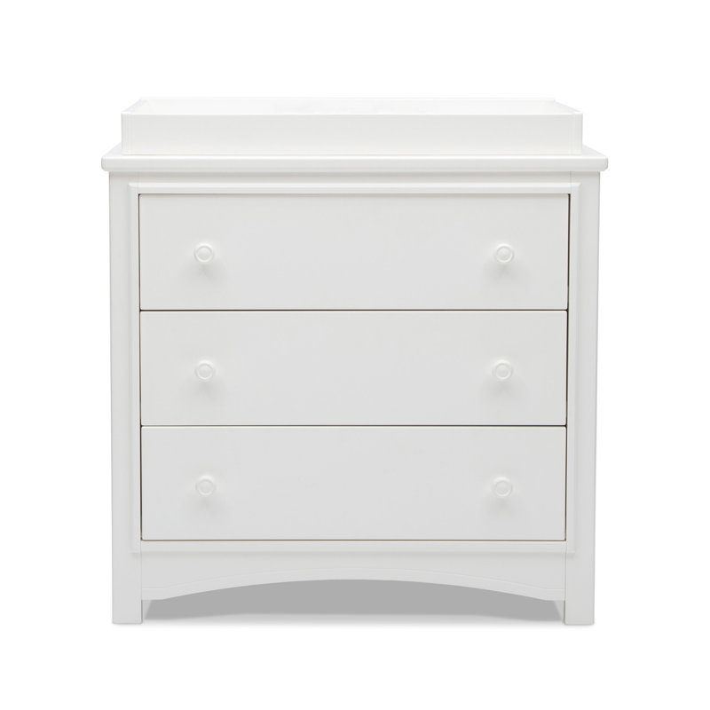 Commode 3 tiroirs avec plateau à langer et gris emboîtables Delta Kids Perry Delta, Blanc Bianca