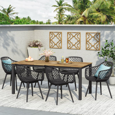 6 - Person Acacia Patio Dining Set with Rectangular Table
