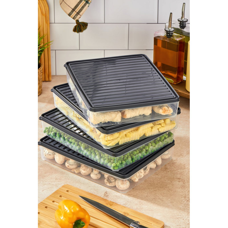 Durable Plastic Storage Box Set (4 Pieces), 10.8 x 2.0 x 8.9 inches | 100% Dishwasher Safe | Ideal for Organizing Home, Office & Garage | Versatile & Space-Saving Storage Solution
