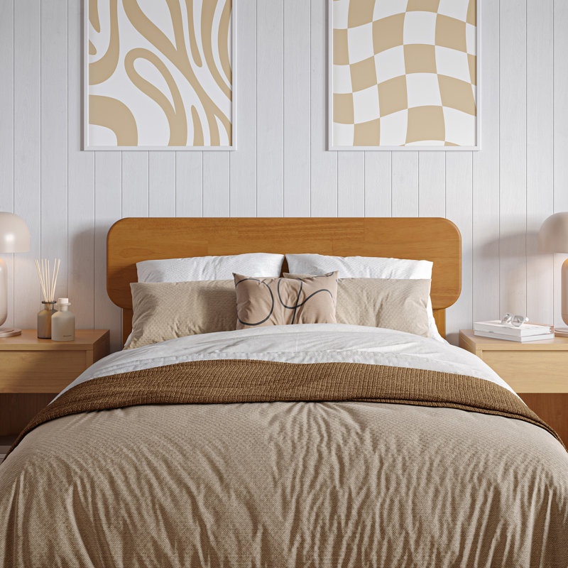 Tête de lit en bois massif Brianna, Simple, Caramel clair