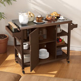 Solid Wood Patio Bar Serving Cart