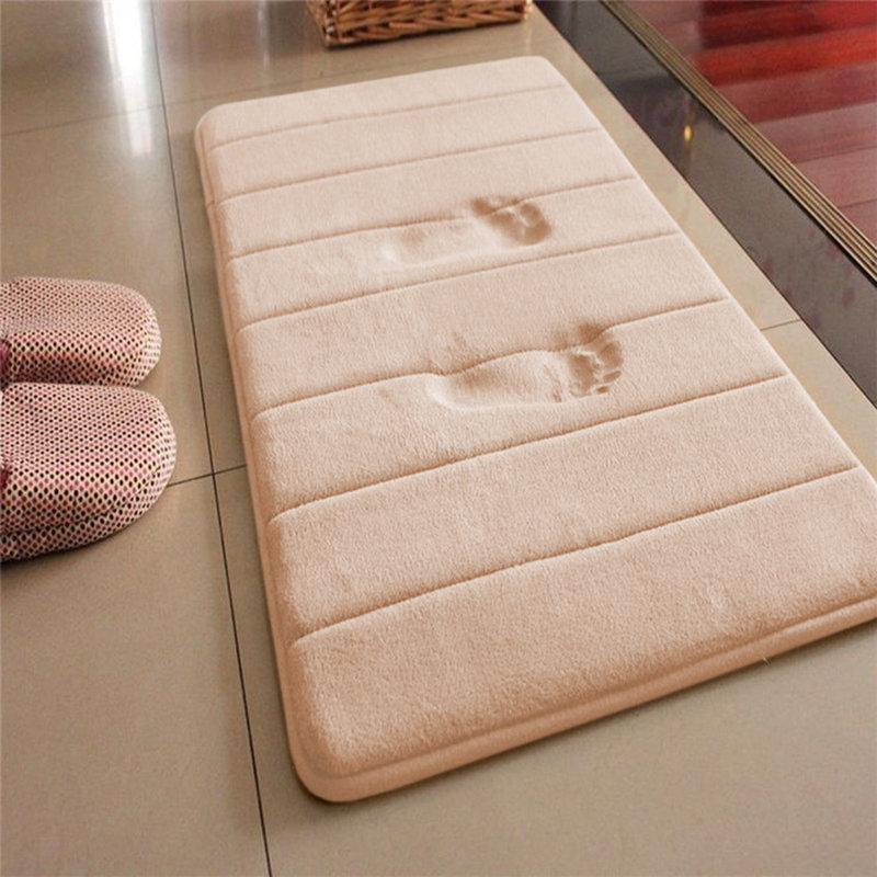 ULTRA SOFT MEMORY FOAM BATH MAT (WATER ABSORBENT, NON-SLIP), Cream, Single - 60cm L x 40cm W
