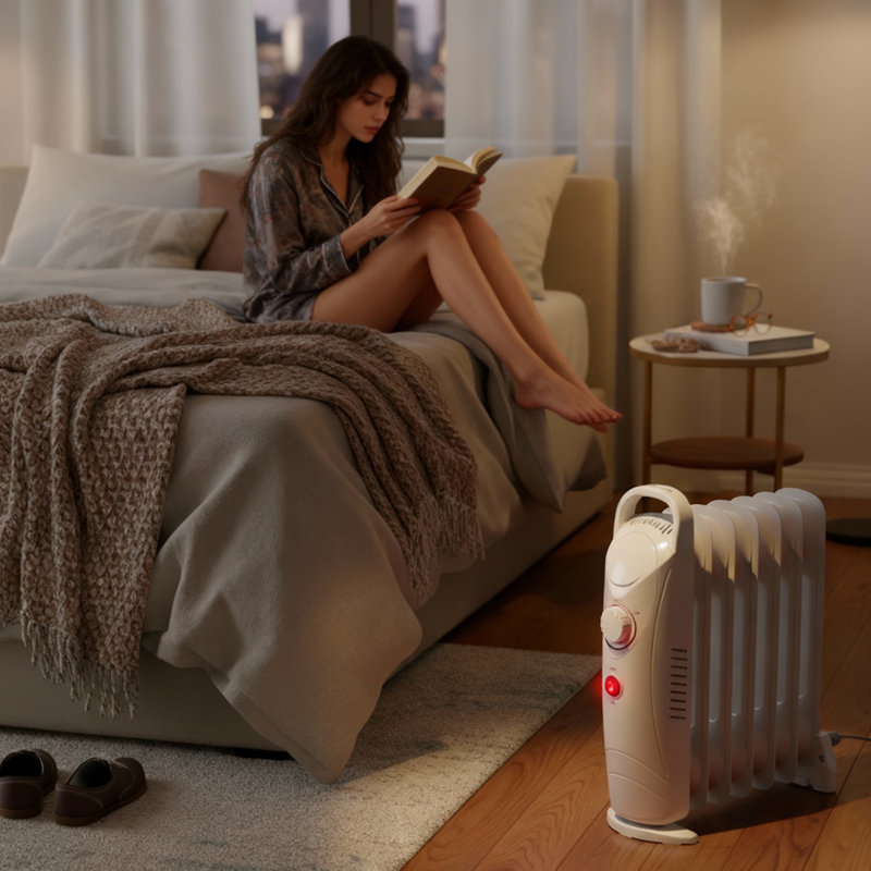 Airo Comfort Portable 700W Oil-Filled Radiant Space Heater –  Personal Heater With Energy Saving In Black