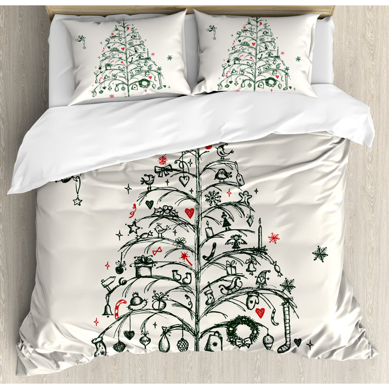 King Christmas Fairies Green and Red Duvet Cover Set