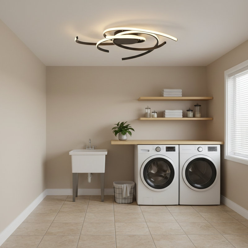 Codie 3- Light 28.3 Inches Black Led Semi Flush Mount with Remote Control, 3.9" H x 28.3" W x 28.3" D, Black