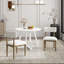 Ensemble de salle à manger 5 pièces Roundhill Furniture Evdo, table ronde à tréteaux et 4 chaises rembourrées, blanc et naturel-1329688579-1329688576