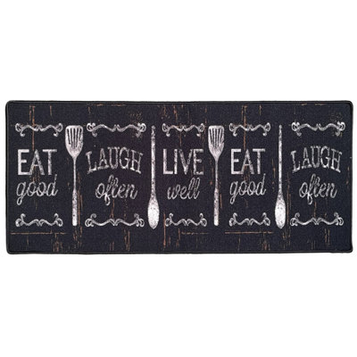 Black Washable Kitchen Runner Mat With Non-Slip Backing - 20"X55"