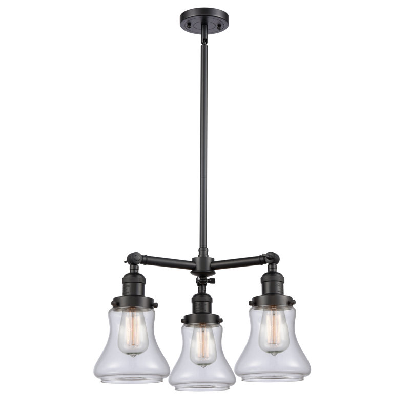 Lustre classique à 3 lumières Edda, Cuivre antique, Transparent, Ampoule non incluse