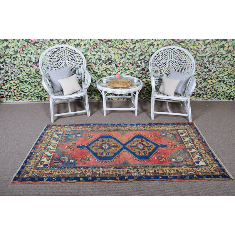 Tapis de couloir turc rétro fait à la main - Tapis oriental rouge en laine Anatolian pour couloirs