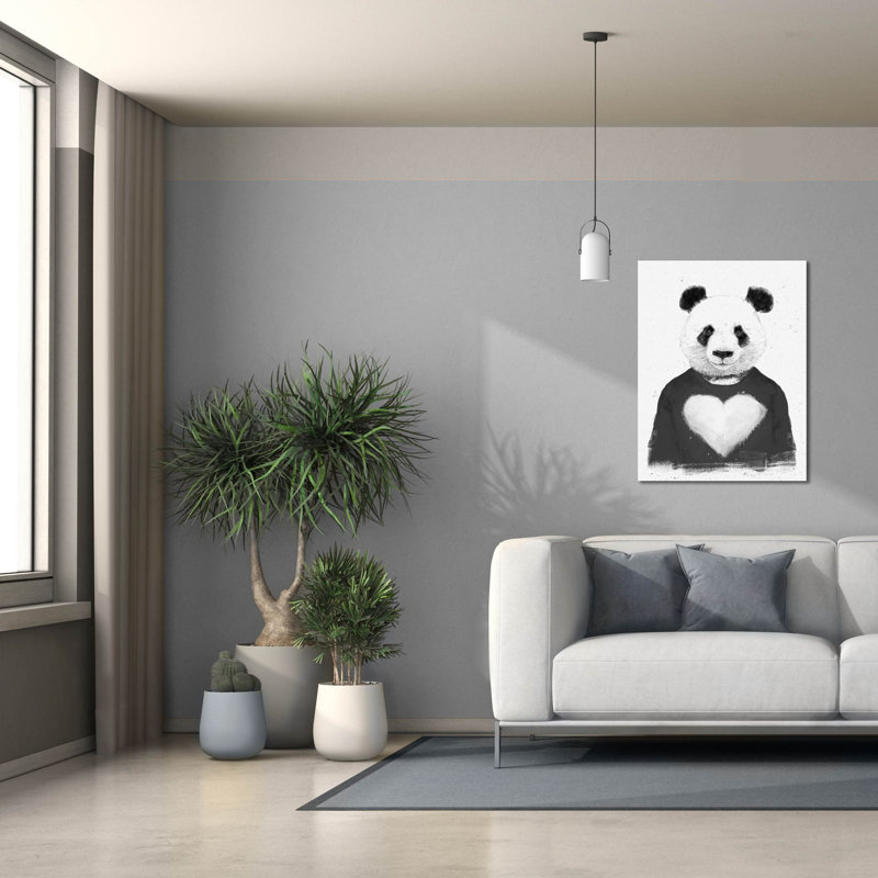 «Lovely Panda» par Balazs Solti, art mural sur toile, H 34 po x l 26 po x P 1,5 po