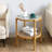 Charie Boho Glass Rattan Wood Round Storage Side End Table