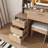 Makeup Vanity and stool set with light Mirror, 4 Drawers and open shelves-175885334