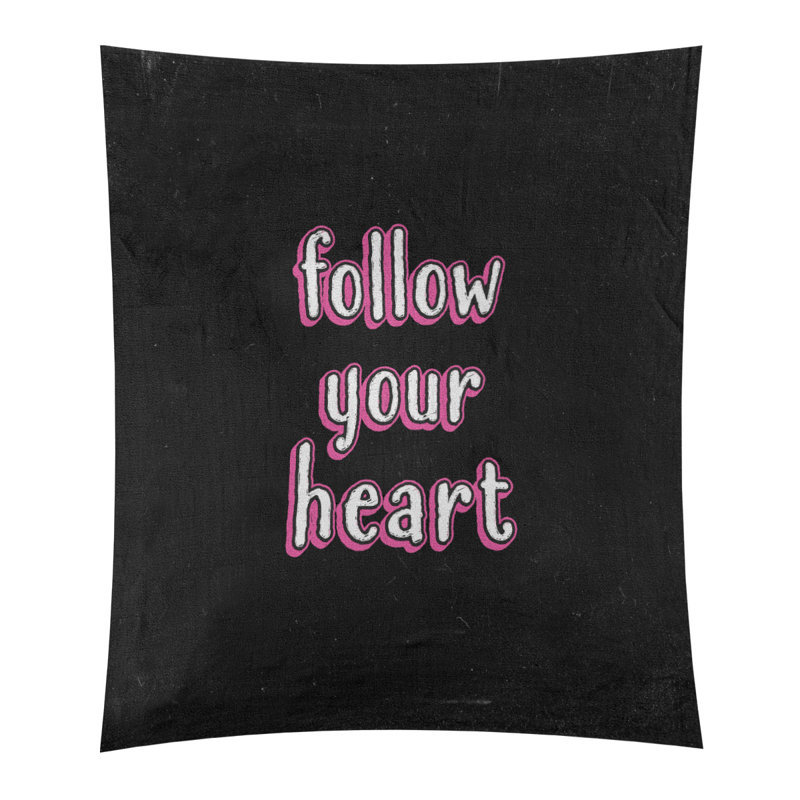 Tapisserie tableau noir en polyester suivre votre citation cardiaque, H 27,5 po x l 37,5 po, Rose