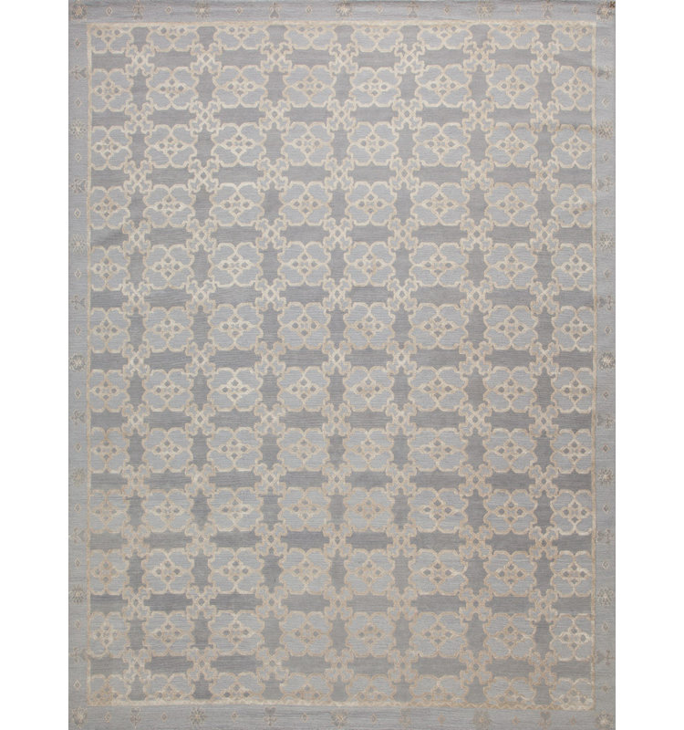 Christina Hand Woven Silk and Wool Geometric Area Rug, Runner 3' x 6'