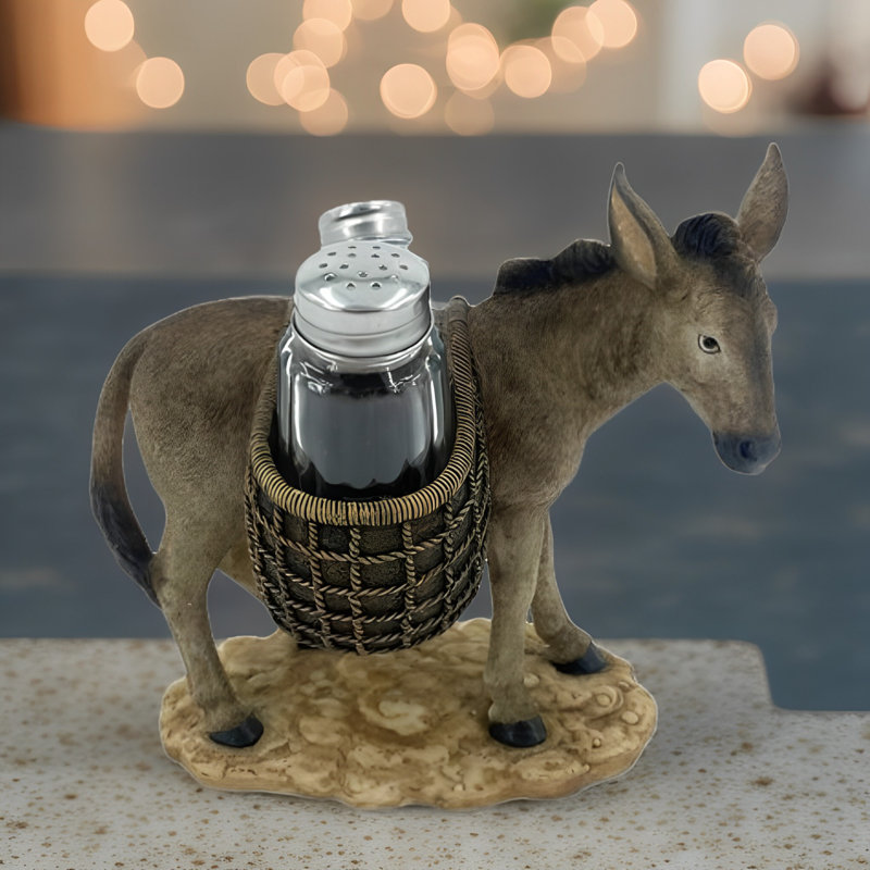 7"W Donkey Salt & Pepper Shaker Holder