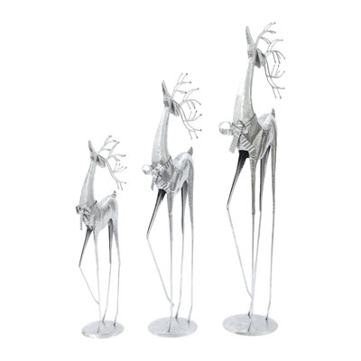 3PCS Retro Elegant Freestanding Iron Deer Statues