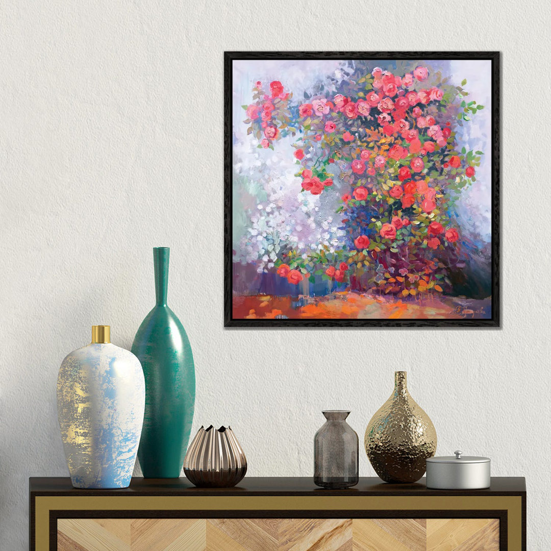 Scharlachrote Rosen von Anastasiia Grygorieva - Galerie-umwickelte Leinwand Giclée auf Leinwand