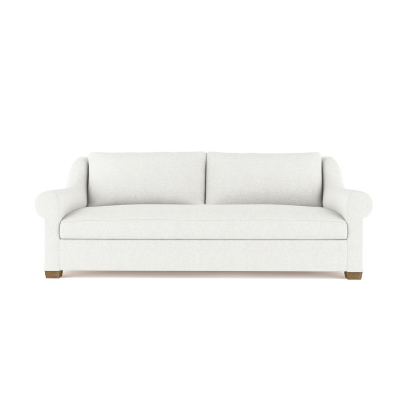 Causeuse Thompson, Velours moelleux huître, H 32 po x l 72 po x P 46 po, Patiné