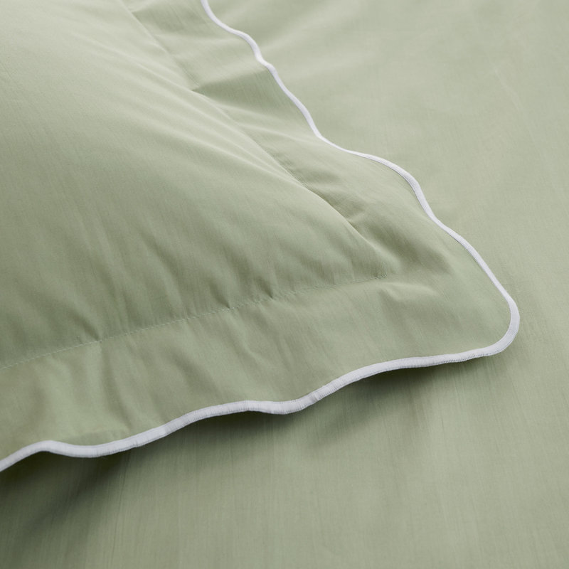 Scallop Edge Cotton Solid Colour Duvet Cover Set, King Size Bed (230 x 220 cm)