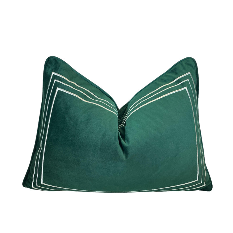  High Quality Velvet Lumbar Pillow Cover, Green