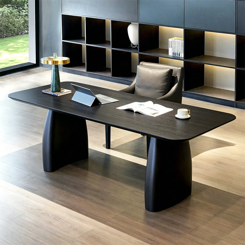 Bureau minimaliste moderne 94,49 po avec placage de chêne noir - un choix de qualité supérieure, Black Oak