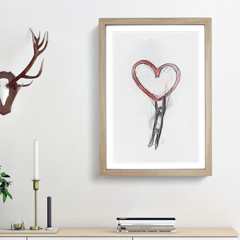 Holding on to Love in Abstract - Picture Frame Graphic Art Print, Oak Framed, 65cm H x 48cm W x 2cm D