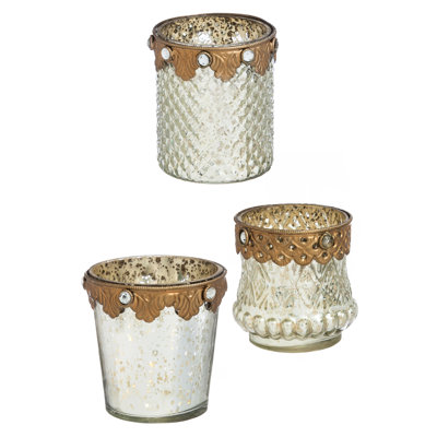4'' H Mercury Glass Tabletop Votive Holder