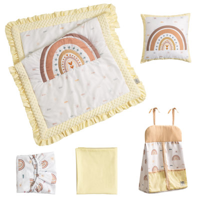 5-piece Crib Set With Quilt, Diaper Bag, Fitted Sheet, Bed Skirt, And Pillow
