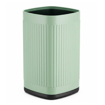 Metal Smal Bathroom Trash Can, 2.6 G/ 10 L, Waste Basket, Green | Metal Casing, Waterproof, Sturdy and Drop-resistant, Open-Top, Non-Slip Base, for Bedroom, Living Room, Office, Bathroom