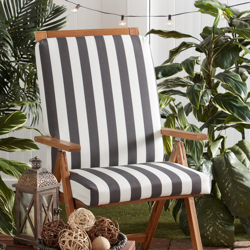 Coussin de chaise de salle à manger à haut dossier, Auvent à rayures grises