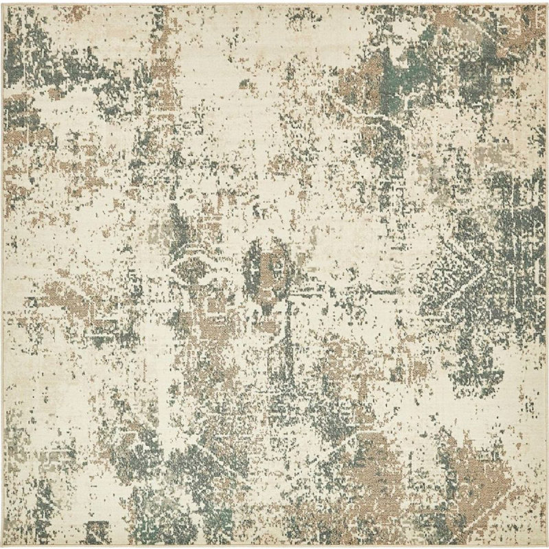 Tapis beige / gris / brun Wilhoit, Carré 8 pi