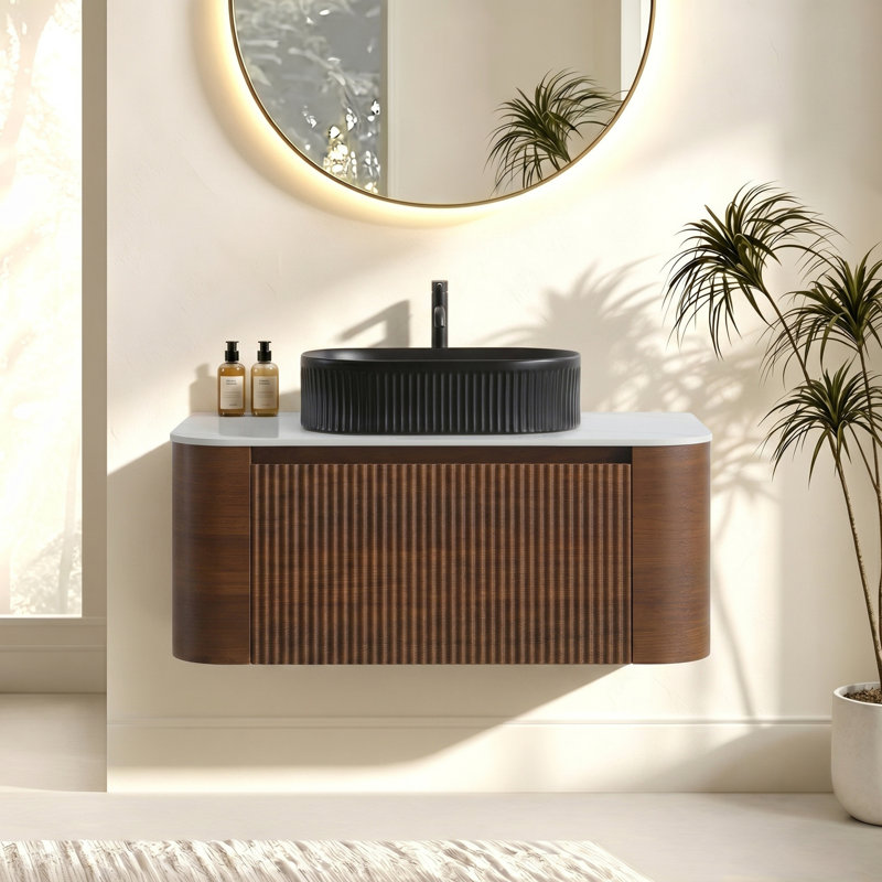 Meuble-lavabo mural 36 po Erba, Walnut, 36"