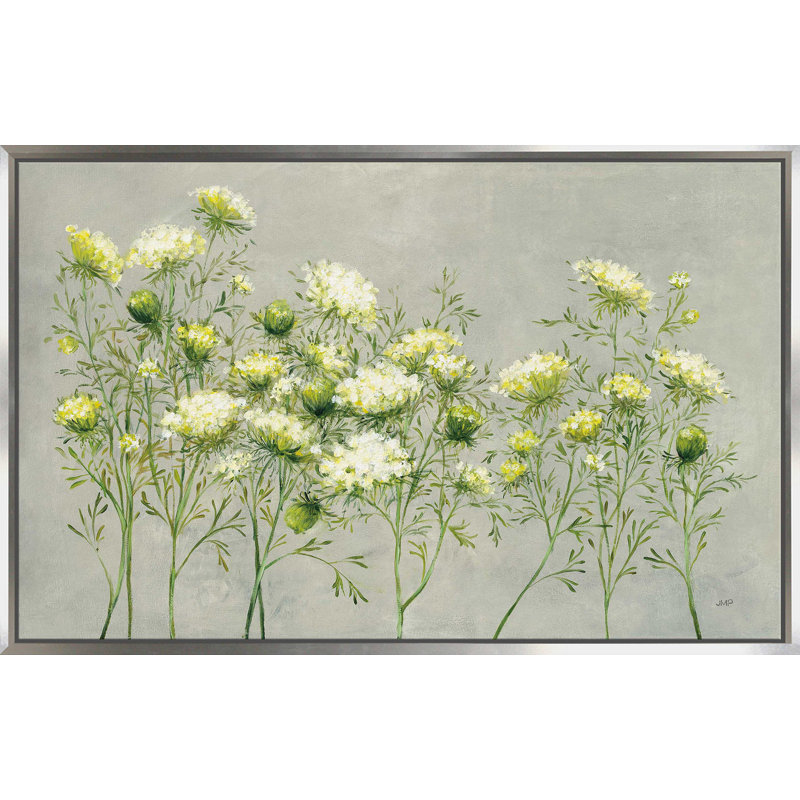 Queen Annes Lace - peinture, H 27,5 po x l 43,5 po x P 2 po, Cadre flottant argent