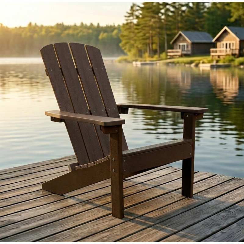 Chaise Adirondack en plastique composite résistante aux intempéries, espresso, Espresso