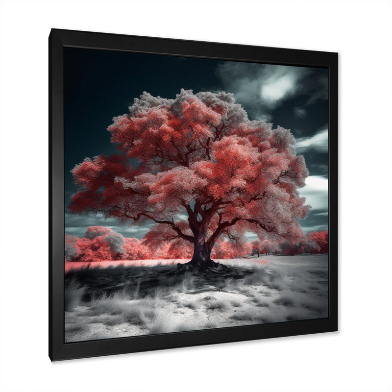 Red Tree Winter Haven, reproduction d'art sur toile, Cadre photo noir, H 16 po x l 16 po x P 1 po