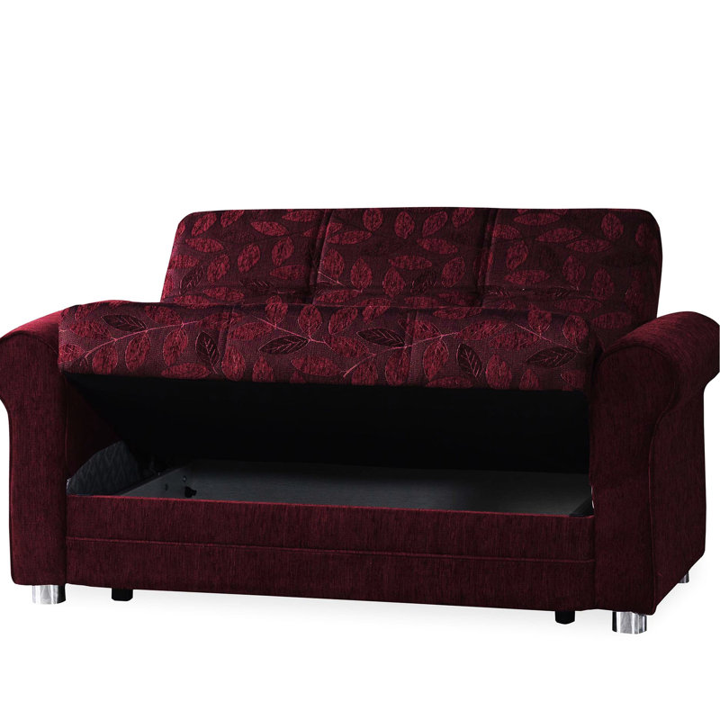 Bourgogne avec rangement - polyvalent et pratique, hauteur de 35,66 po, profondeur de 61,53 po, largeur de 40 po, coussins épais et fermes dans le canapé-lit, revêtement en chenille, solution pour petit espace, facile à nettoyer 33,12 po