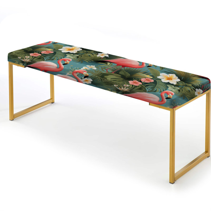 Flamingo Paradise - motif tropical - banc rembourré tropical doré