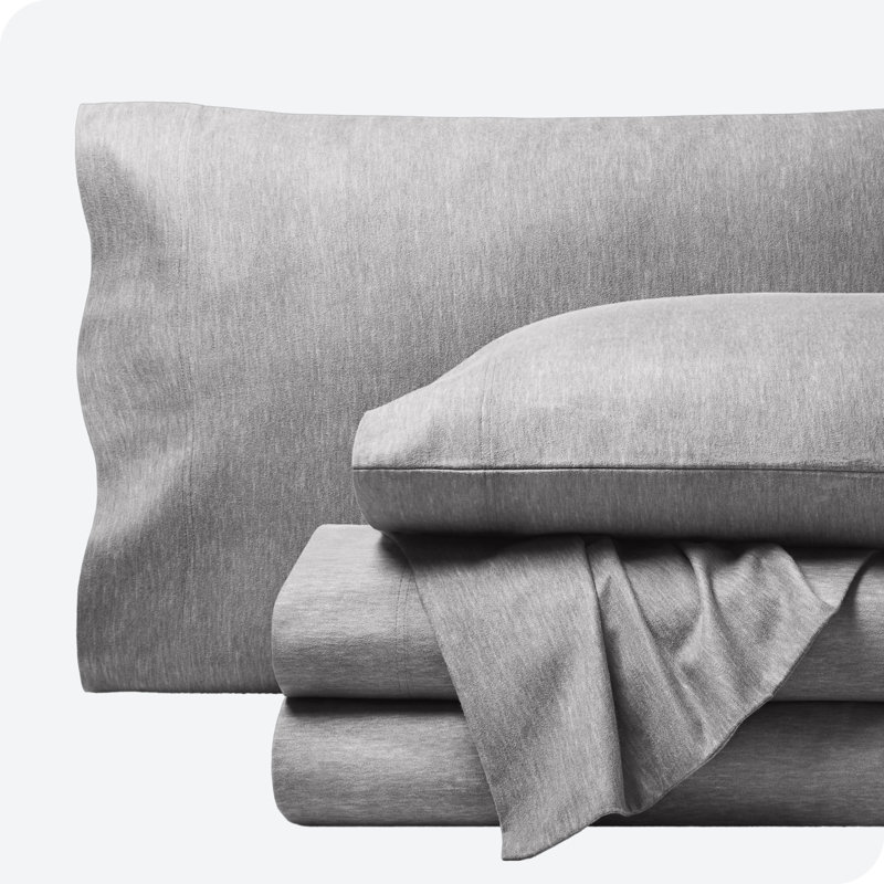 Heather Light Grey Cotton Flannel Twin XL Sheet Set