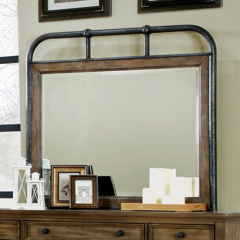 Zebadiah Rectangular Industrial Beveled Dresser Mirror