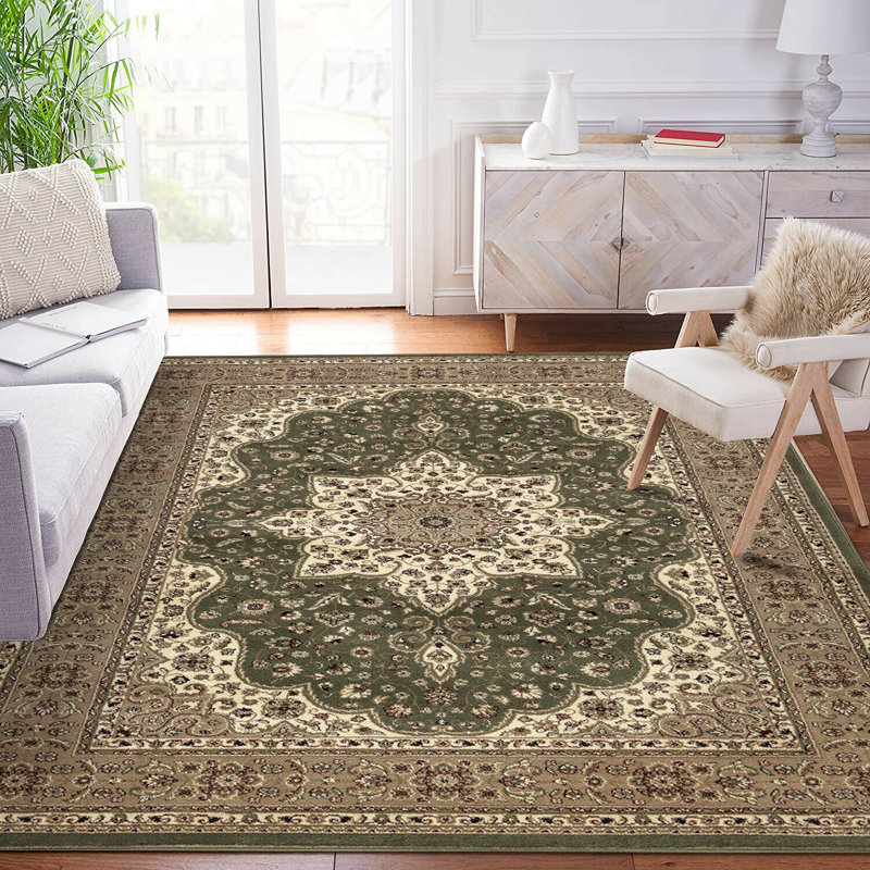 Traditional Area Rug Armard Green/Beige Rug, Rectangle 60 x 110cm